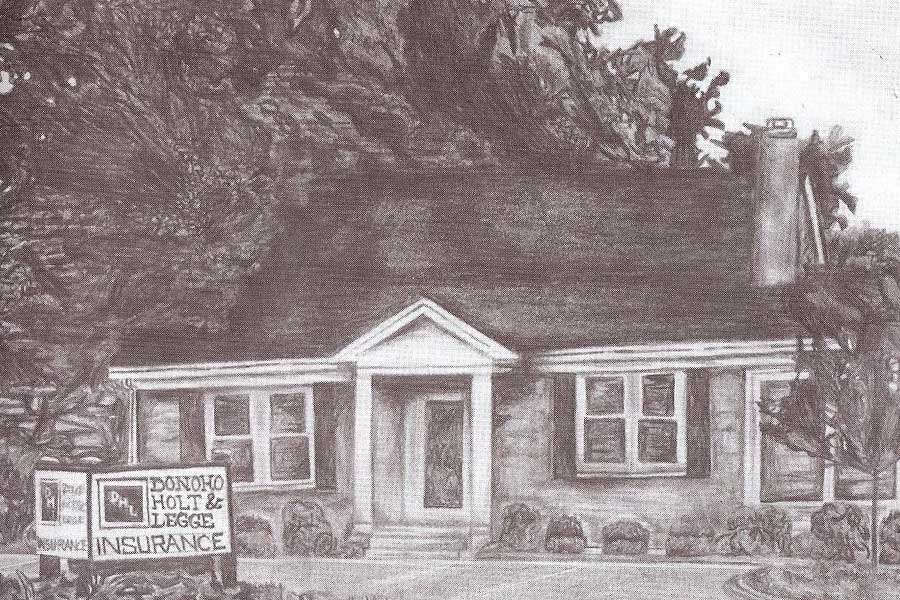 Contact - Old Sketched Drawing of the Donoho Holt and Legge Insurance Office